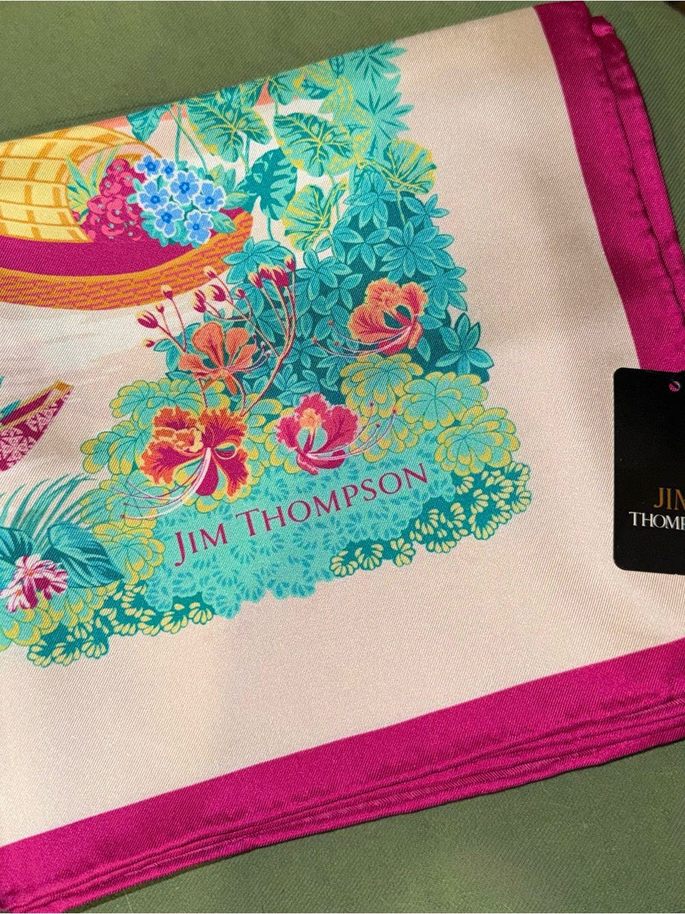 Jim Thompson “Ban Khrua” Pink Mink Silk Scarf